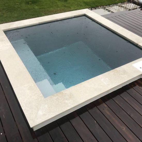 Mini basseng / Plunge pool 2x2m med Rosa Gres Rosa Gres porselen fliser